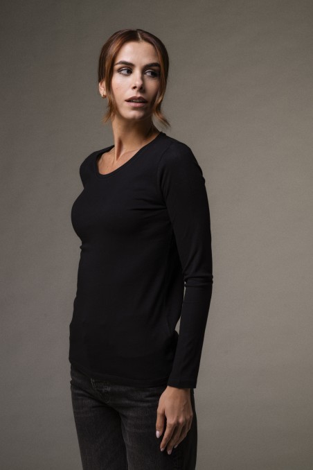 T-shirt basica a maniche lunghe in Cotone Deluxe