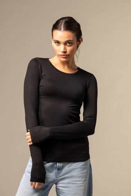 T-shirt slim a maniche lunghe in viscosa