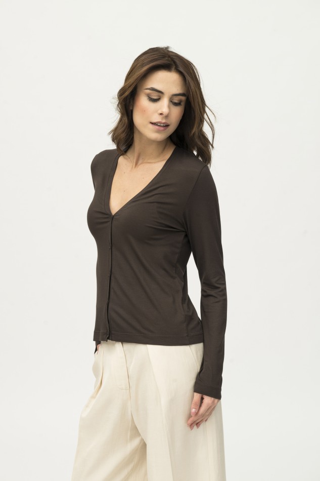 Majestic Filatures | Cardigan in viscosa slim 2