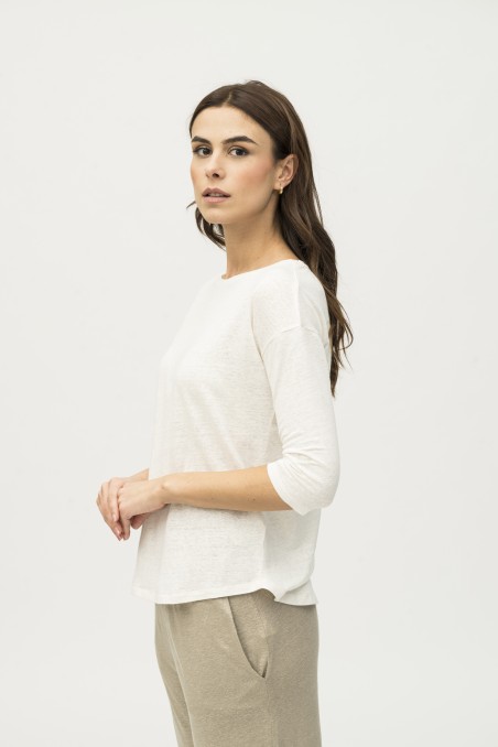 Majestic Filatures | T-shirt maniche ¾ over in lino