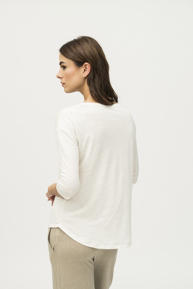 Majestic Filatures | T-shirt maniche ¾ over in lino