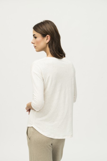 Majestic Filatures | T-shirt maniche ¾ over in lino