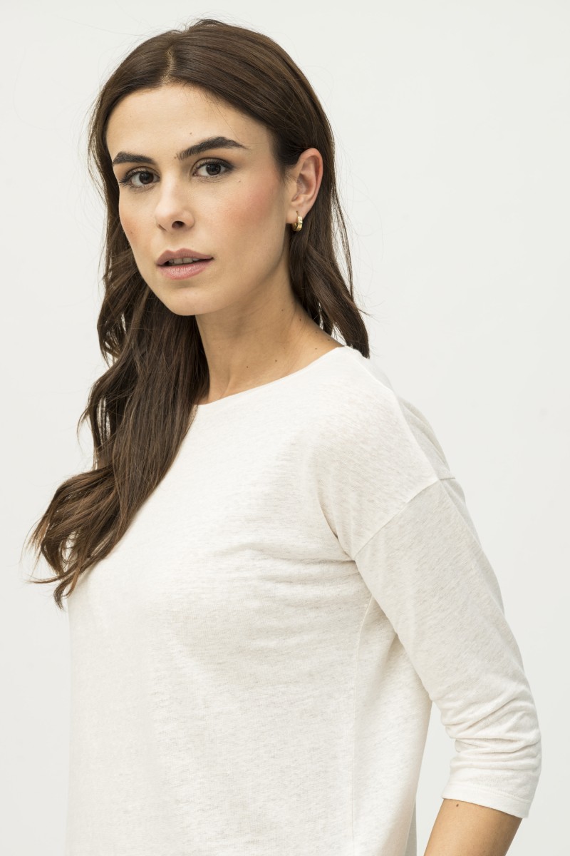 Majestic Filatures | T-shirt maniche ¾ over in lino