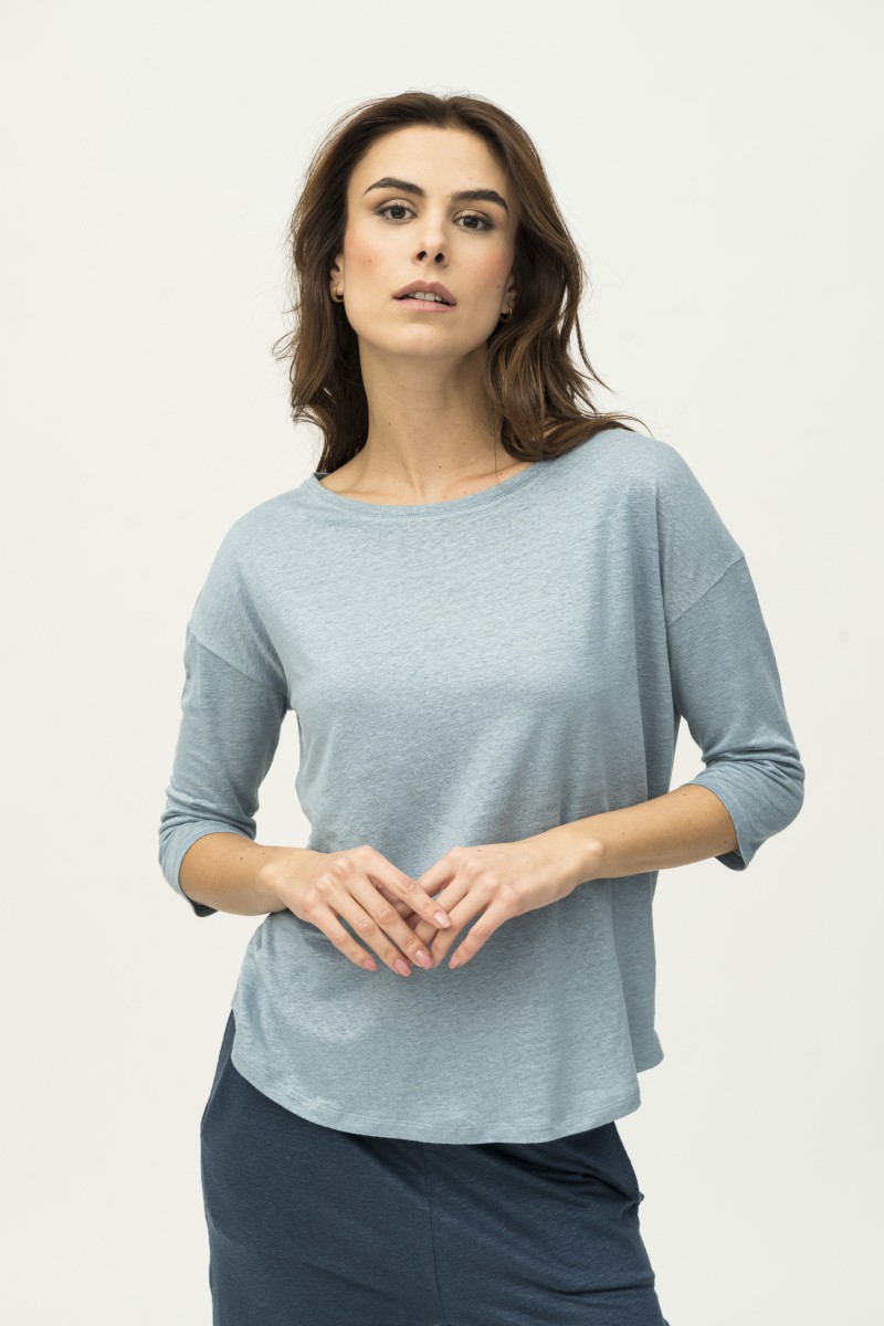 Majestic Filatures | T-shirt maniche ¾ over in lino