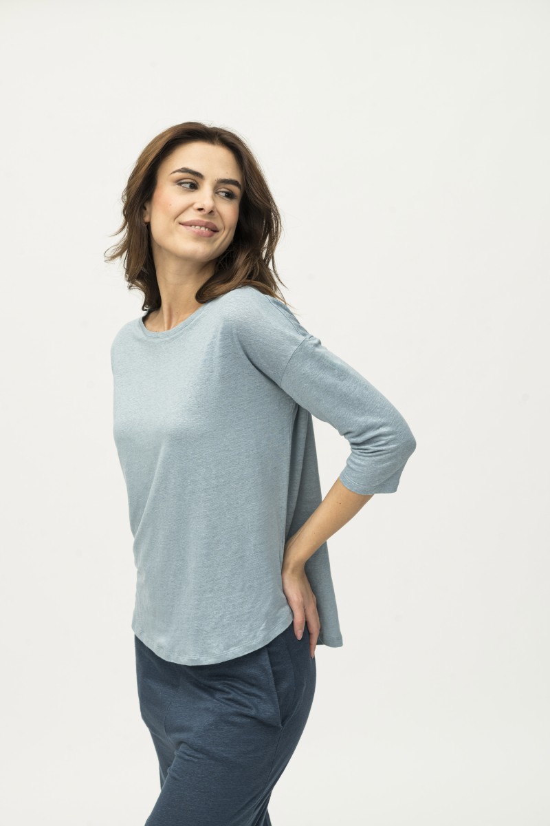 Majestic Filatures | T-shirt maniche ¾ over in lino
