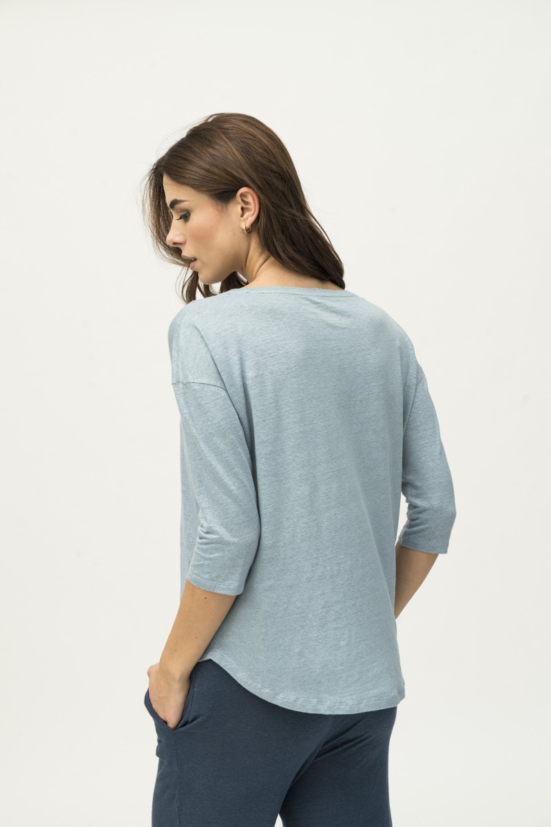 Majestic Filatures | T-shirt maniche ¾ over in lino