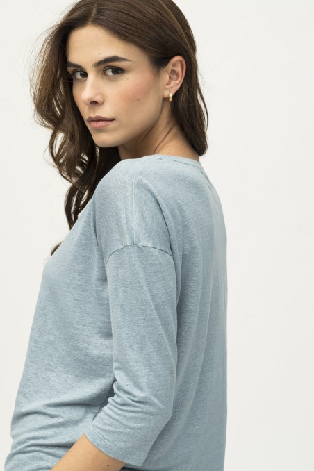 Majestic Filatures | T-shirt maniche ¾ over in lino