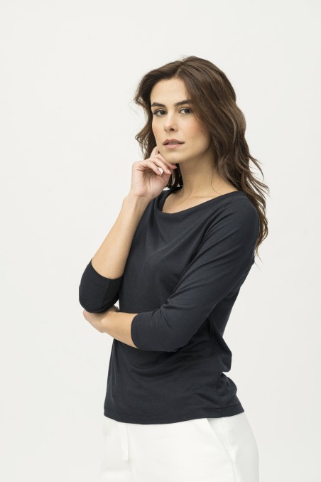 Majestic Filatures | T-shirt scollo a barca in lyocell