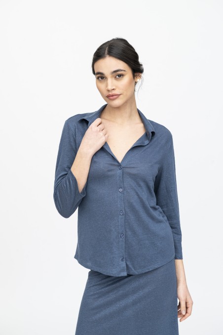 Majestic Filatures | Camicia in lino slim a maniche lunghe