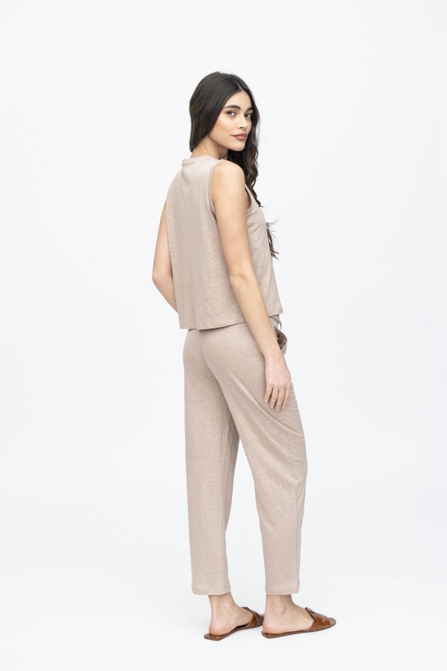 Pantalone taglio dritto in lino