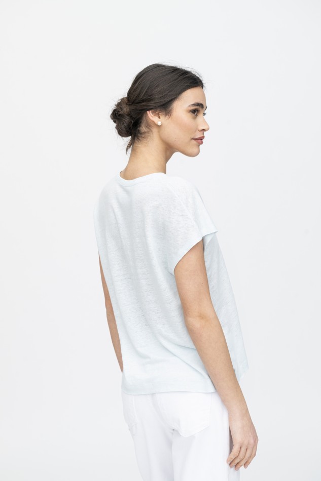 Majestic Filatures | T-Shirt scollo a U in lino 2