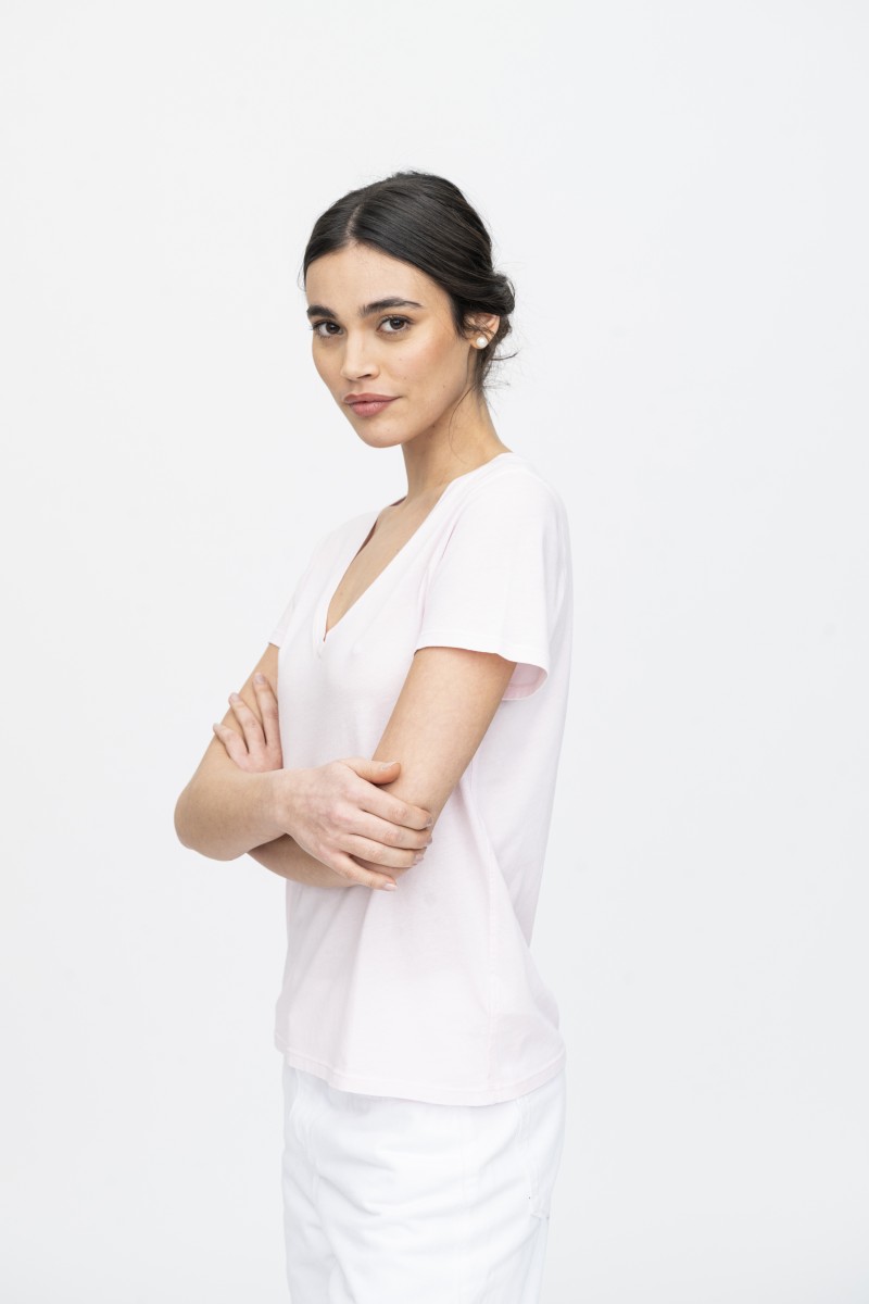 Majestic Filatures | T-shirt scollo a V in Cotone Silk Touch