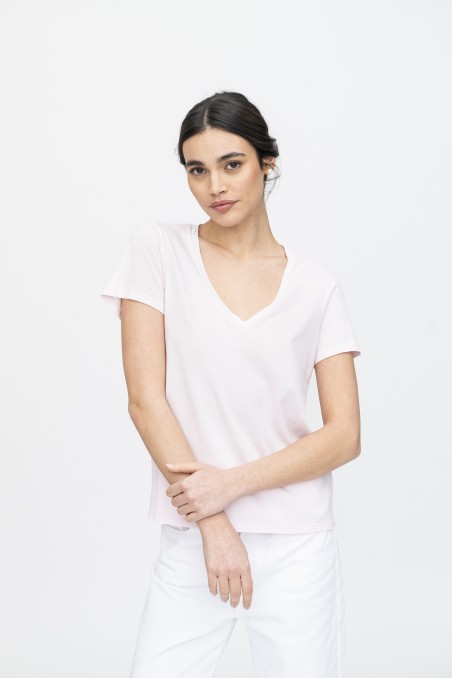 Majestic Filatures | T-shirt scollo a V in Cotone Silk Touch