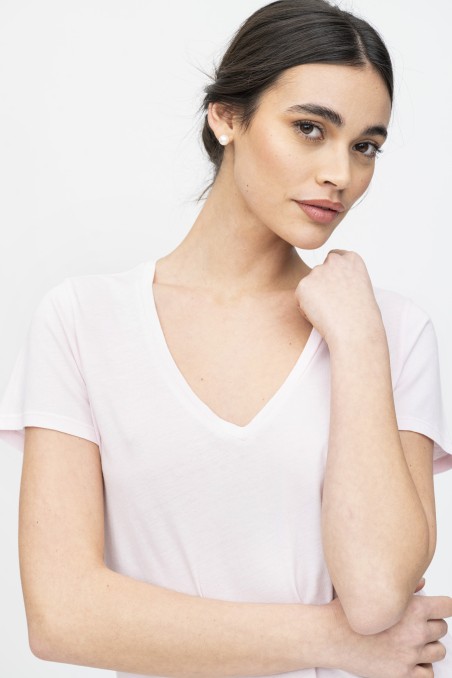 Majestic Filatures | T-shirt scollo a V in Cotone Silk Touch
