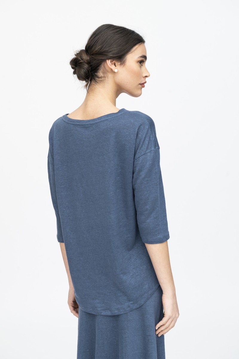 Majestic Filatures | T-shirt maniche ¾ over in lino