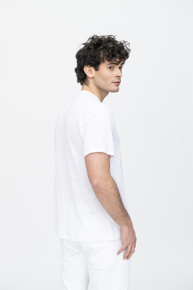 Majestic Filatures | T-Shirt in lino girocollo e manica corta