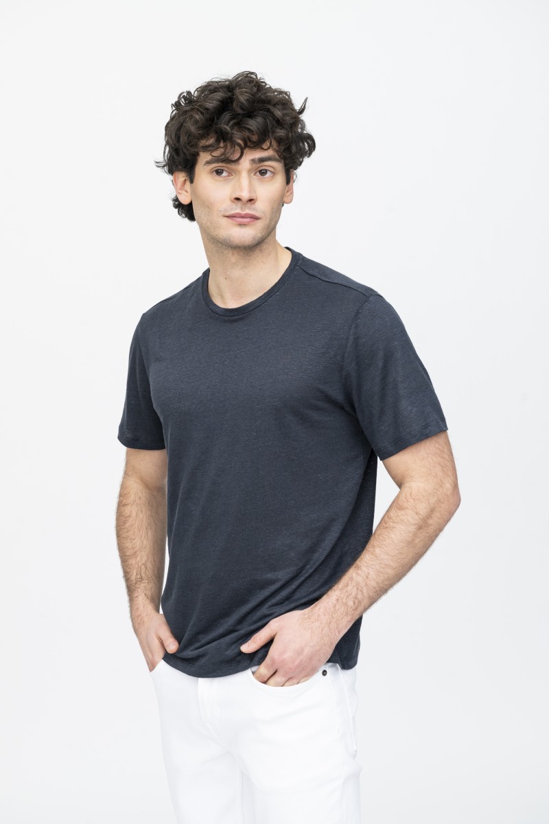 Majestic Filatures | T-Shirt in lino girocollo e manica corta