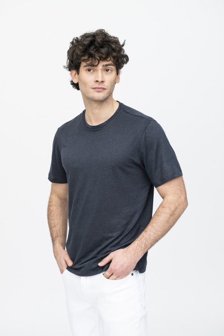 Majestic Filatures | T-Shirt in lino girocollo e manica corta