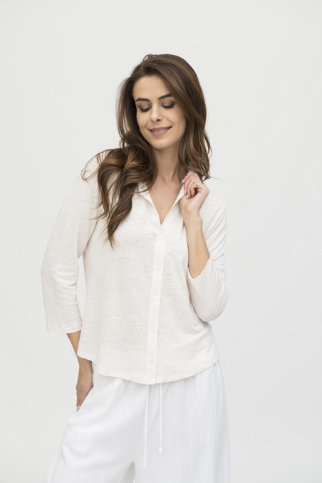 Majestic Filatures | Camicia in lino slim a maniche lunghe