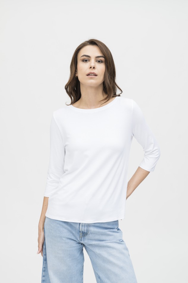 Majestic Filatures | T-shirt scollo a barchetta over in viscosa 2