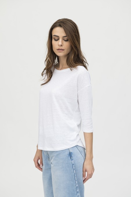 Majestic Filatures | T-shirt maniche ¾ over in lino