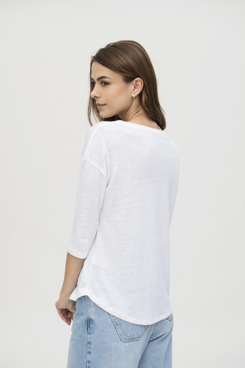 Majestic Filatures | T-shirt maniche ¾ over in lino