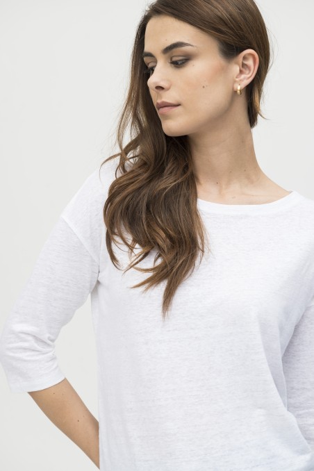Majestic Filatures | T-shirt maniche ¾ over in lino