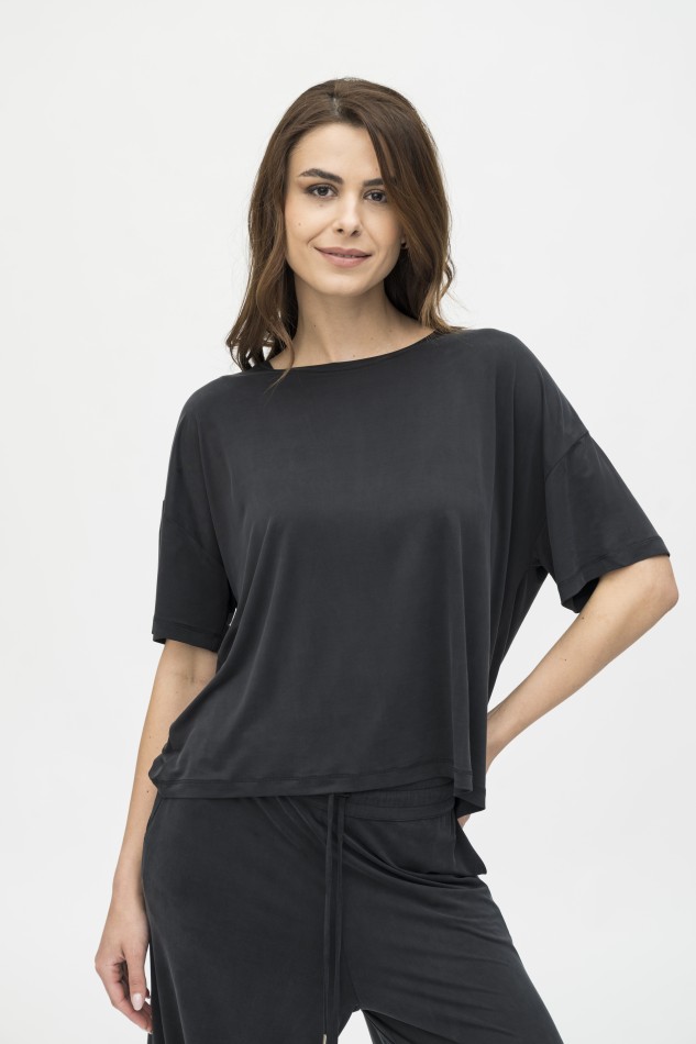 Majestic Filatures |T-shirt over in cupro girocollo
