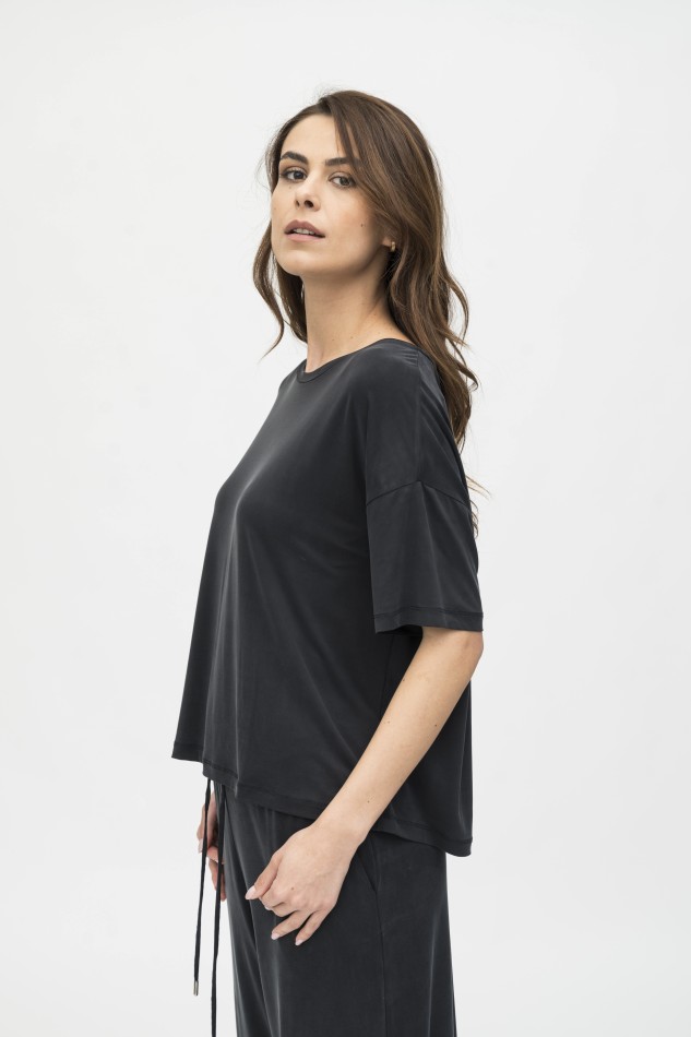 Majestic Filatures |T-shirt over in cupro girocollo 2