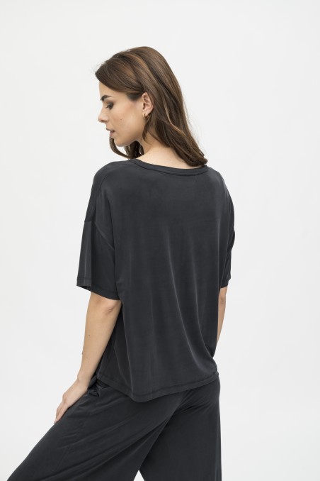 Majestic Filatures |T-shirt over in cupro girocollo