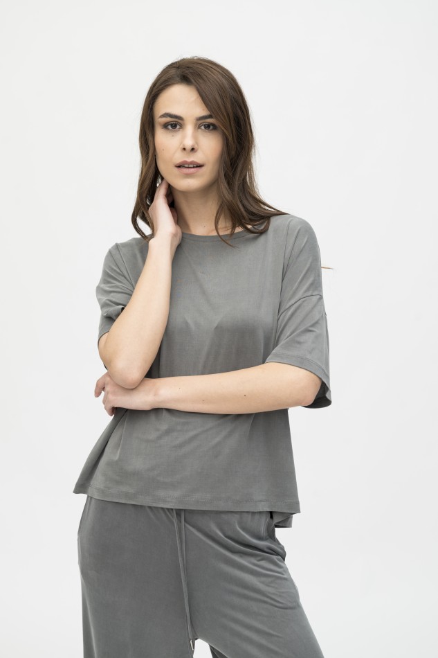 Majestic Filatures |T-shirt over in cupro girocollo 2